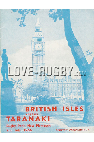 1966 Taranaki v British Isles  Rugby Programme